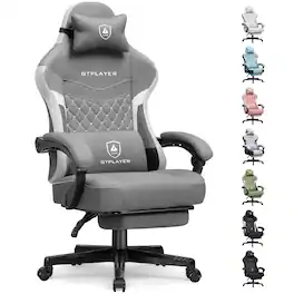 GTPlayer - Gaming Chair Fabric Computer Office Chair with Linkage Armrests High Back Desk Chair - Gray