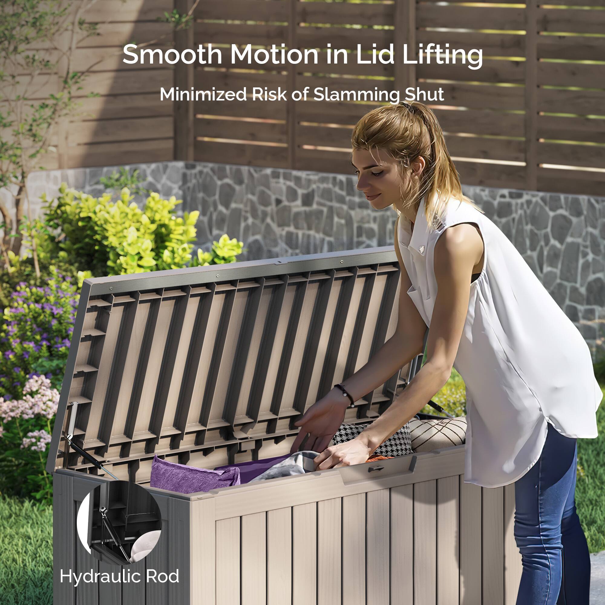 Smooth Motion in Lid Lifting  
Minimized Risk of Slamming Shut  

Hydraulic Rod