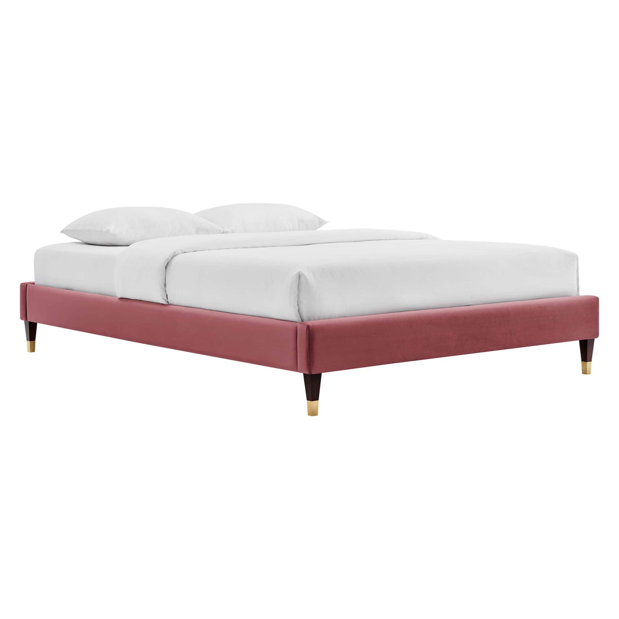 Photos - Bed Modway  Harlow Performance Velvet Twin Platform  Frame - Red MWY-MOD-6268-DUS 