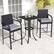 Alt View 3. Costway - 3 PCS Patio Wicker Bar Set Rattan Chairs & Square Table with Heavy-Duty Metal Frame - Black,Gray.