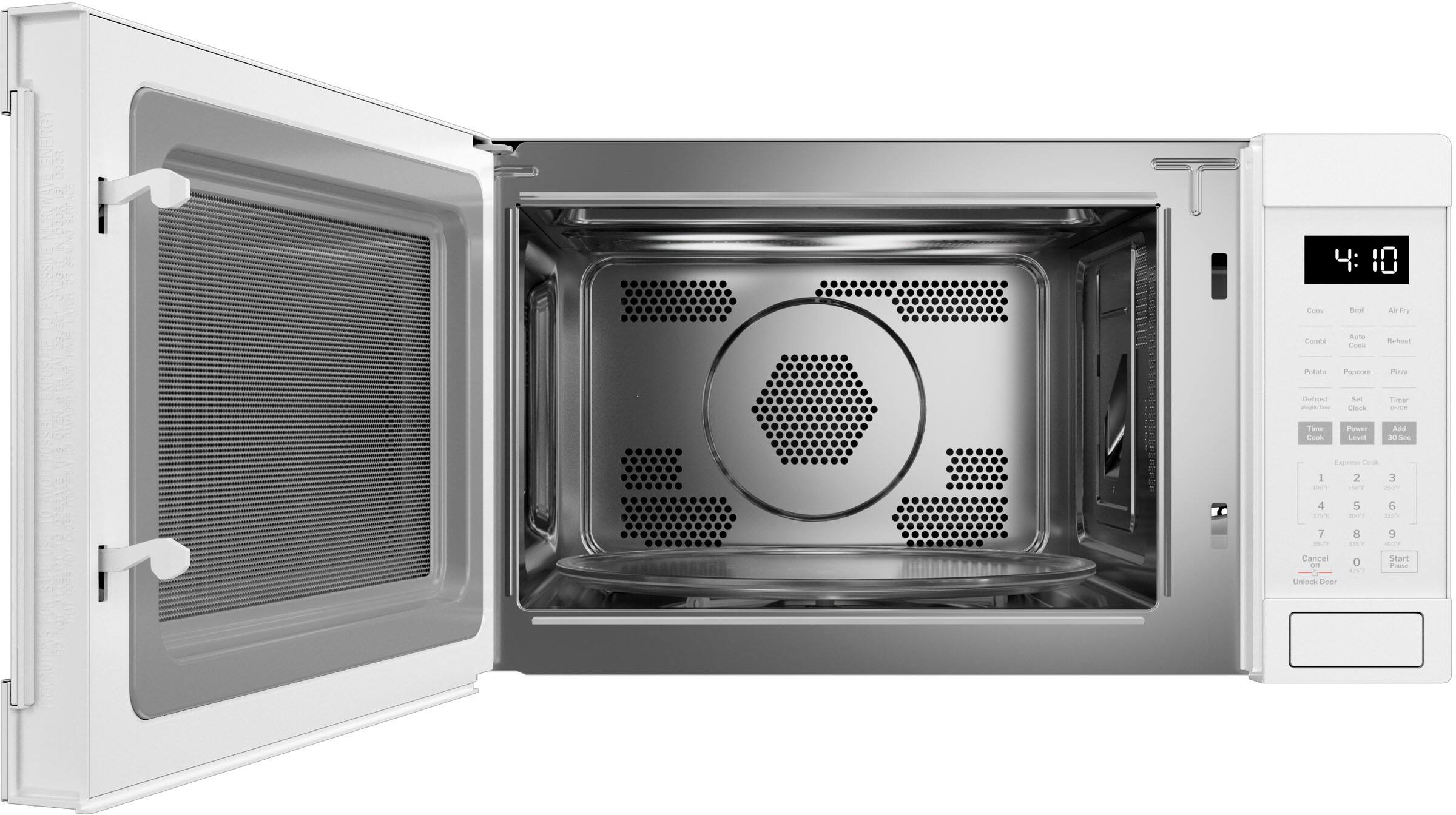 ACRONAE ENERGY DOOR oRaDOOR SURFACE SEALING EXCESSI E LATEH: Come Cook Potato, Bake Auto Cook Popcorn, A Fry, Reheat Pizza, Defrost - Set Clock Timer - Tame Cool Power Level. ABD Ser Express Cook 1-2-3-4-5-6-7-8-9-0. SET Cancel. Undock Door. Start.