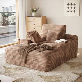 Yardgrace - Corduroy Sofa Bed, Boneless Sleeper Sofa Lounge Chair Indoor, Modern Comfy Deep Seat Lazy Couch - Brown