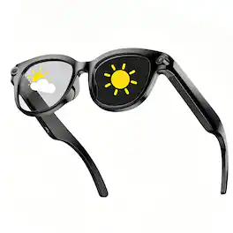 PRIMEPLUS - AI Smart Translation Glasses with Photochromic Lenses, HD Camera, Wireless Calling & Voice Assistant - Black