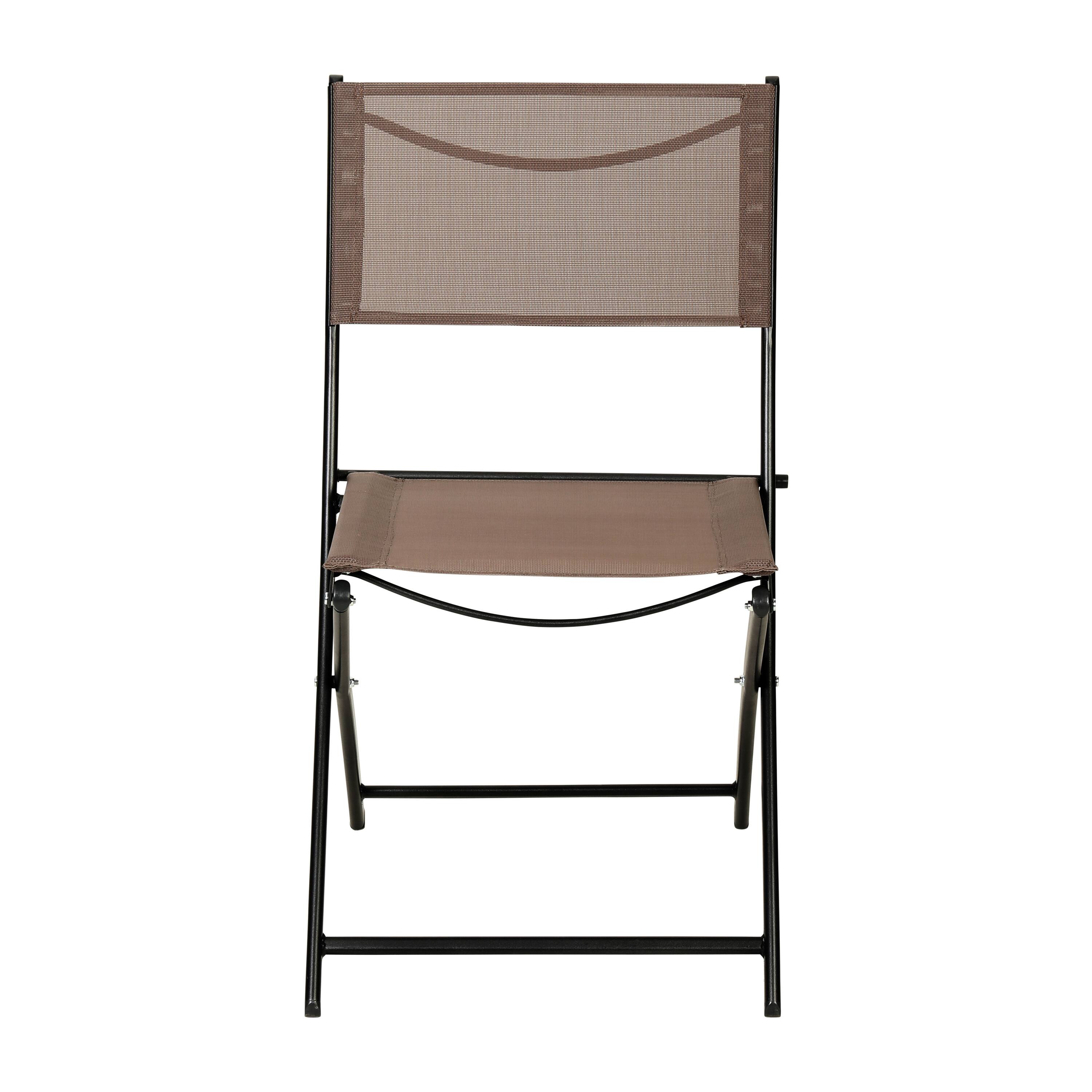 Alt View 8. Emma + Oliver - Bartlett Set of 2 Folding Chairs for Indoor/Outdoor Use with Flex Comfort Material and Steel Frames - Brown.