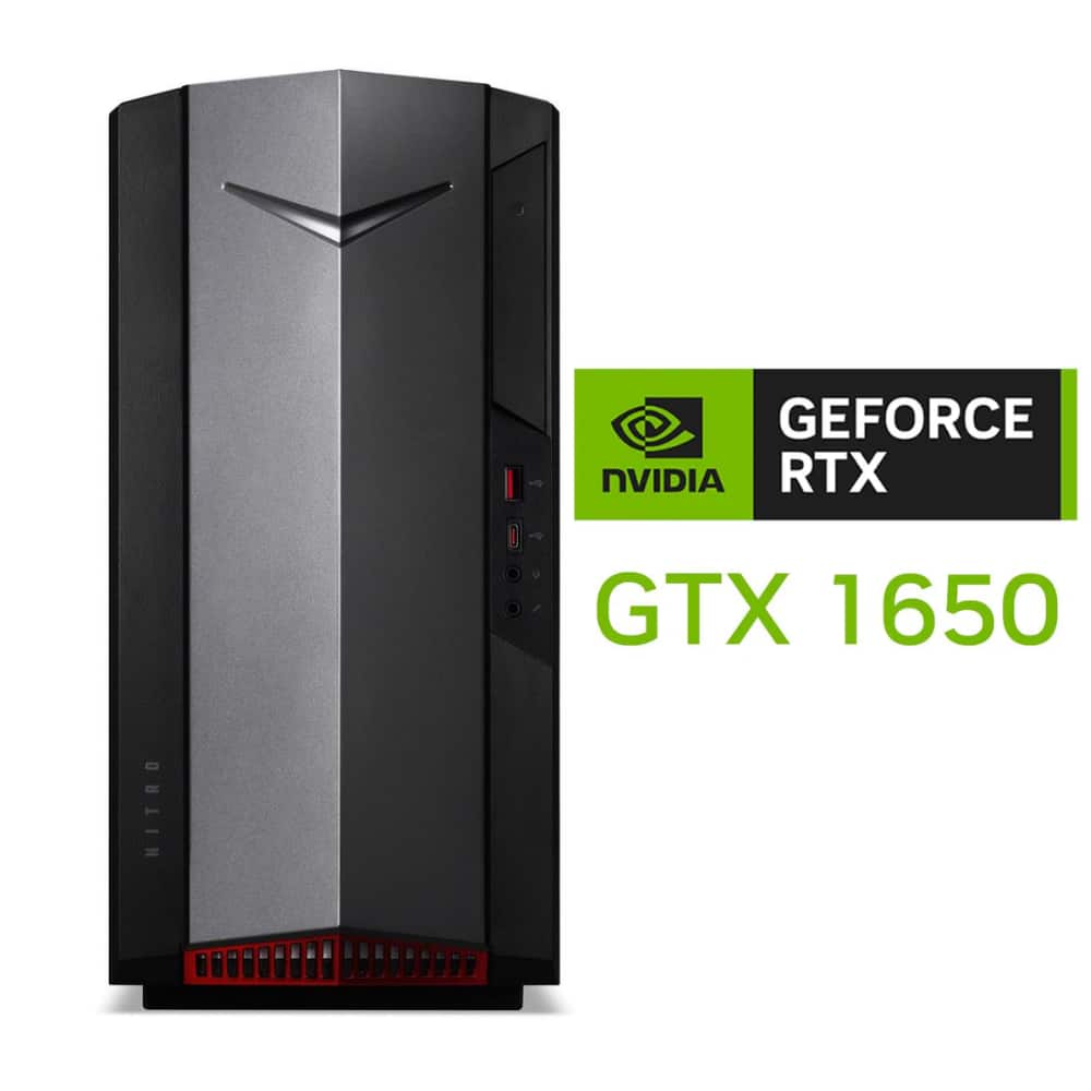 Acer - Refurbished Excellent - Refurbished Nitro 50 N50-640-UA91 Desktop 8GB RAM 512GB SSD Intel Core i5-12400F 4.4GHz NVIDIA GeForce GTX 1650 - Black