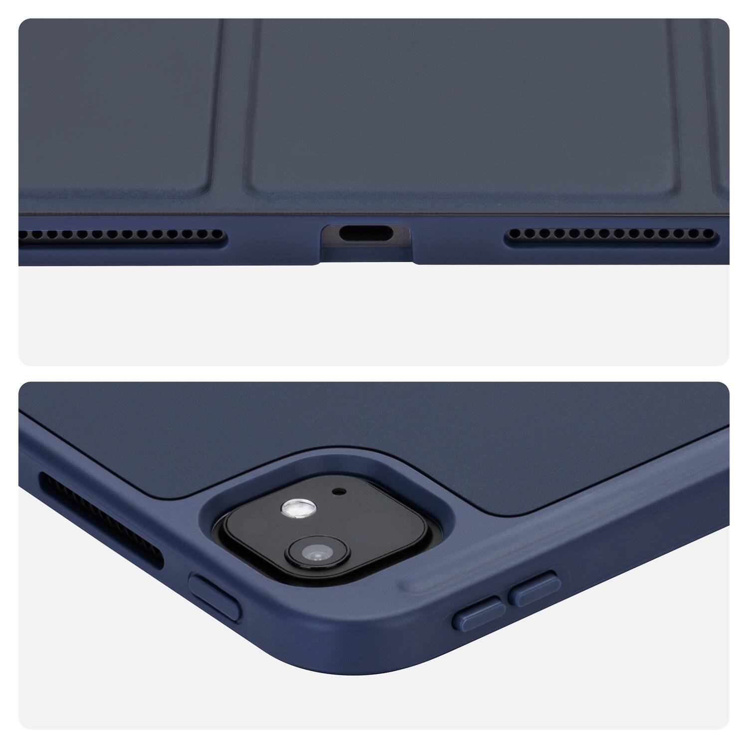 Alt View 1. Vena - For Apple iPad Pro 13 Inch Case with Pencil Holder, iPad Pro M4 13 Inch Case Cover (2024) with Slim Trifold Stand, Blue - Blue.