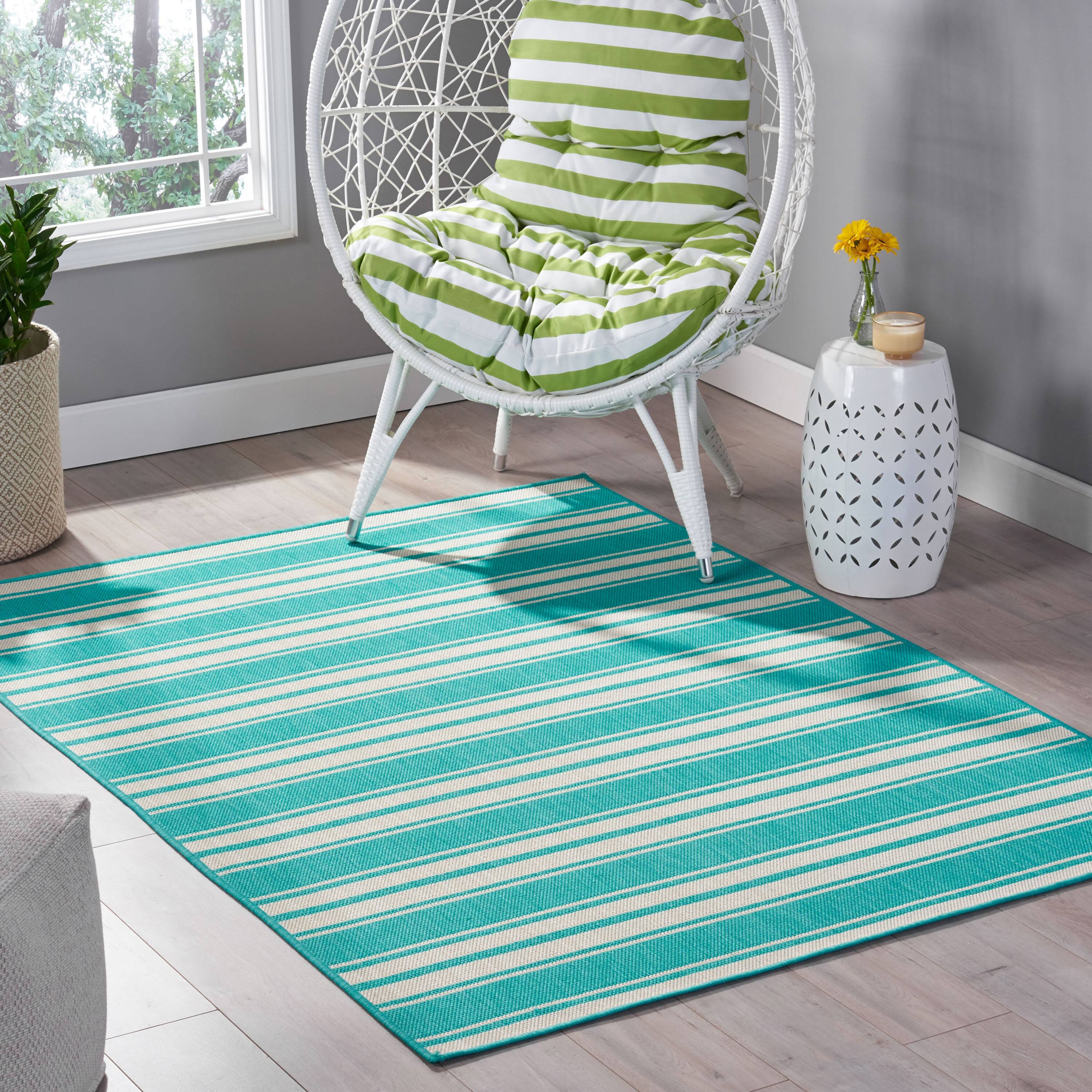 Alt View 1. APRILSOUL - Durable 100 Percent Polypropylene Outdoor Area Rug for Patio Deck and Poolside - Teal.