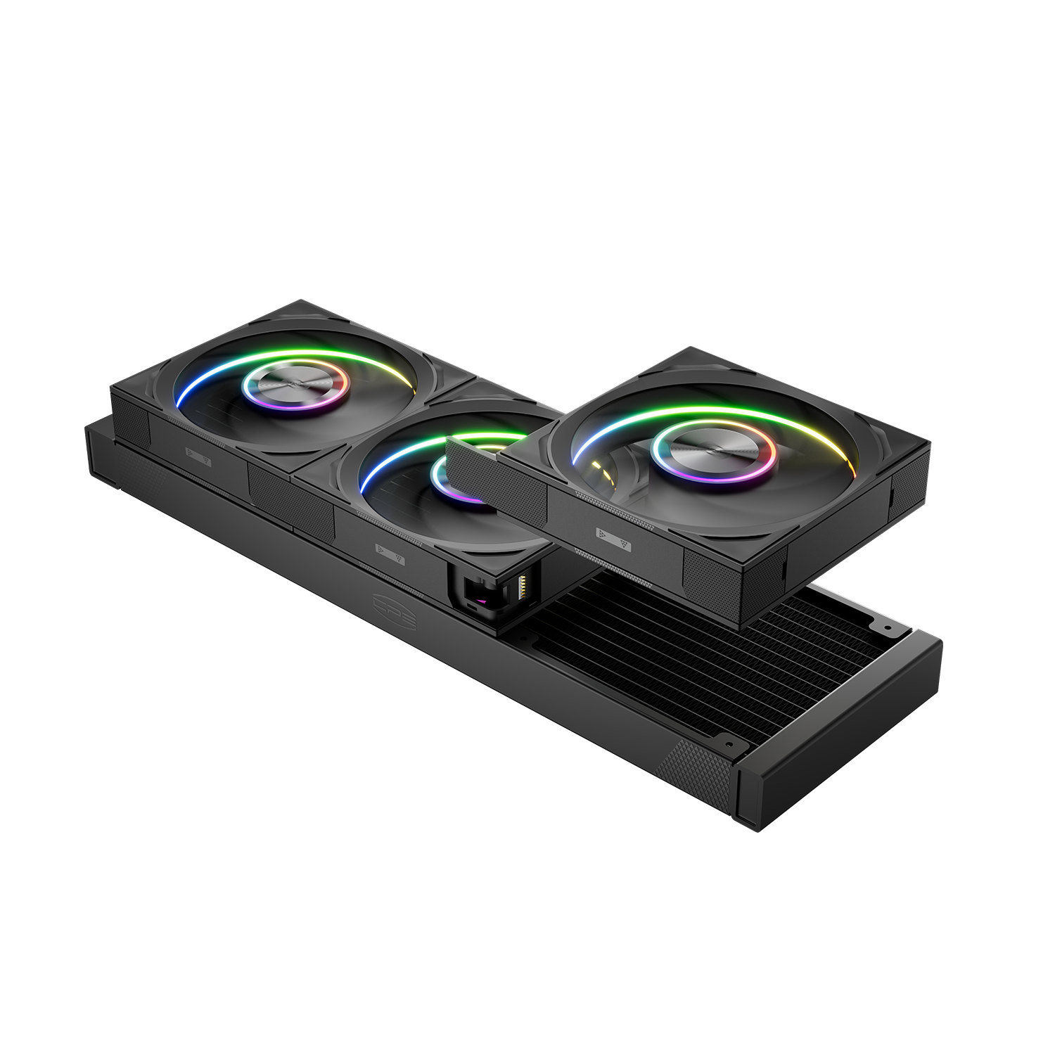 Left. PCCOOLER - DT360 ARGB Display AIO CPU Liquid Cooler, 360mm Radiator, 320W TDP, Customizable & Magnetic 3.4" IPS LCD Display - black.