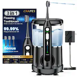 ESBANY - Electric Toothbrush with Water Flosser 3-in-1 Combo, Professional Sonic Toothbrush for Adults, 3 Brush Modes+5 Floss
