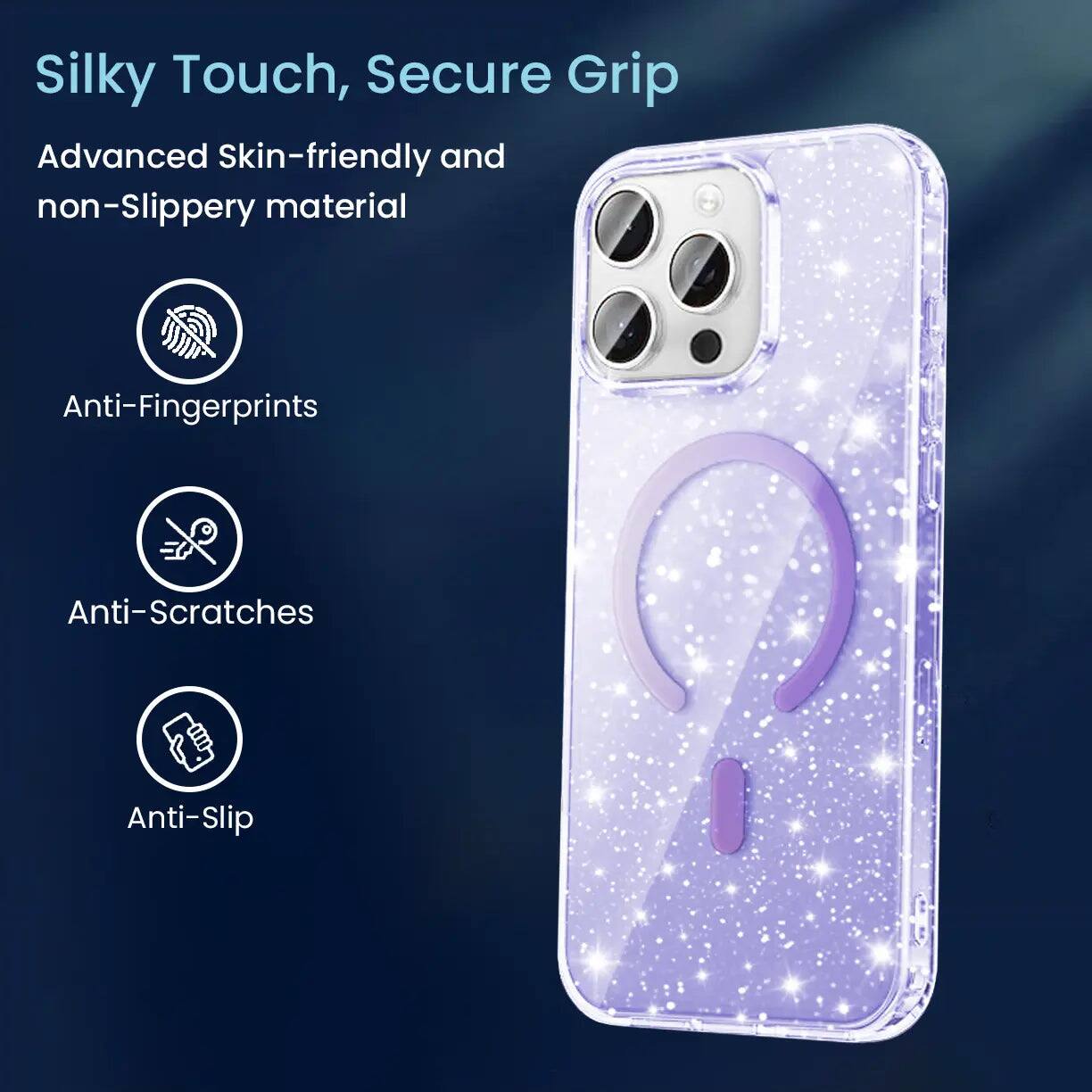 Silky Touch, Secure Grip

Advanced Skin-friendly and non-Slippery material

Anti-Fingerprints

Anti-Scratches

Anti-Slip