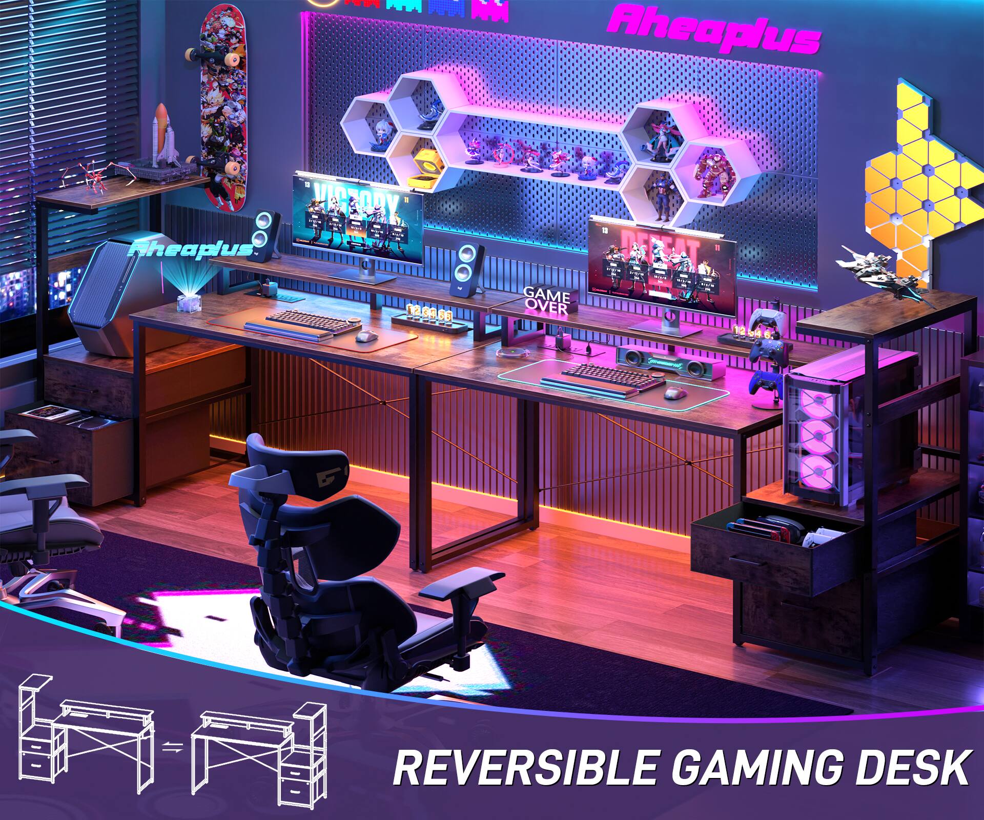 Aheaplus VICEODY - Sheaplus  
188 GAME OVER DEFEAT - REVERSIBLE GAMING DESK