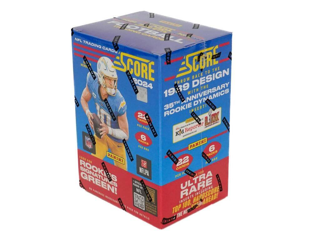 FC DINO OTEA CORE NFL GARDS 7 TRADING CARDY PAN SCORE RERR CORE TO THE DESIGN BACK PANINI 2024 THROW 19 39 WITH THE PANI DYNAMICS ROOKIE 35TH INSERTI PANINI PANIN 22 PANINI LbX CARDE PER PACK NINI Reporter PANI PANINI Kfd 6 NF PACKS PANINI FER 6 PANINI BOR PACKS LOOK FOR PANINI PANINI 22 PANINI BOR ROOKIA CARDS CANIO NFLPA PER P PANINI FOR GREEN! PANING OFFICIA NP ULTRA INCOUDING POSCRASE NFL RECESSARY  INSERTS AHEADI PACK TOP 100, IDA IOE THE NE DETAILS ININVA

Corrected text:

"SCORE 2024 NFL TRADING CARDS
THROW BACK TO THE DESIGN 1939 ANNIVERSARY DYNAMICS
35TH ROOKIE DYNAMICS INSERTS
6 PACKS PER BOX
22 CARDS PER PACK
LOOK FOR ROOKIE SIGNATURES GREEN!
ULTRA RARE INSERTS, HAPLOIDS, AND MORE!
THE NEXT GENERATION OF