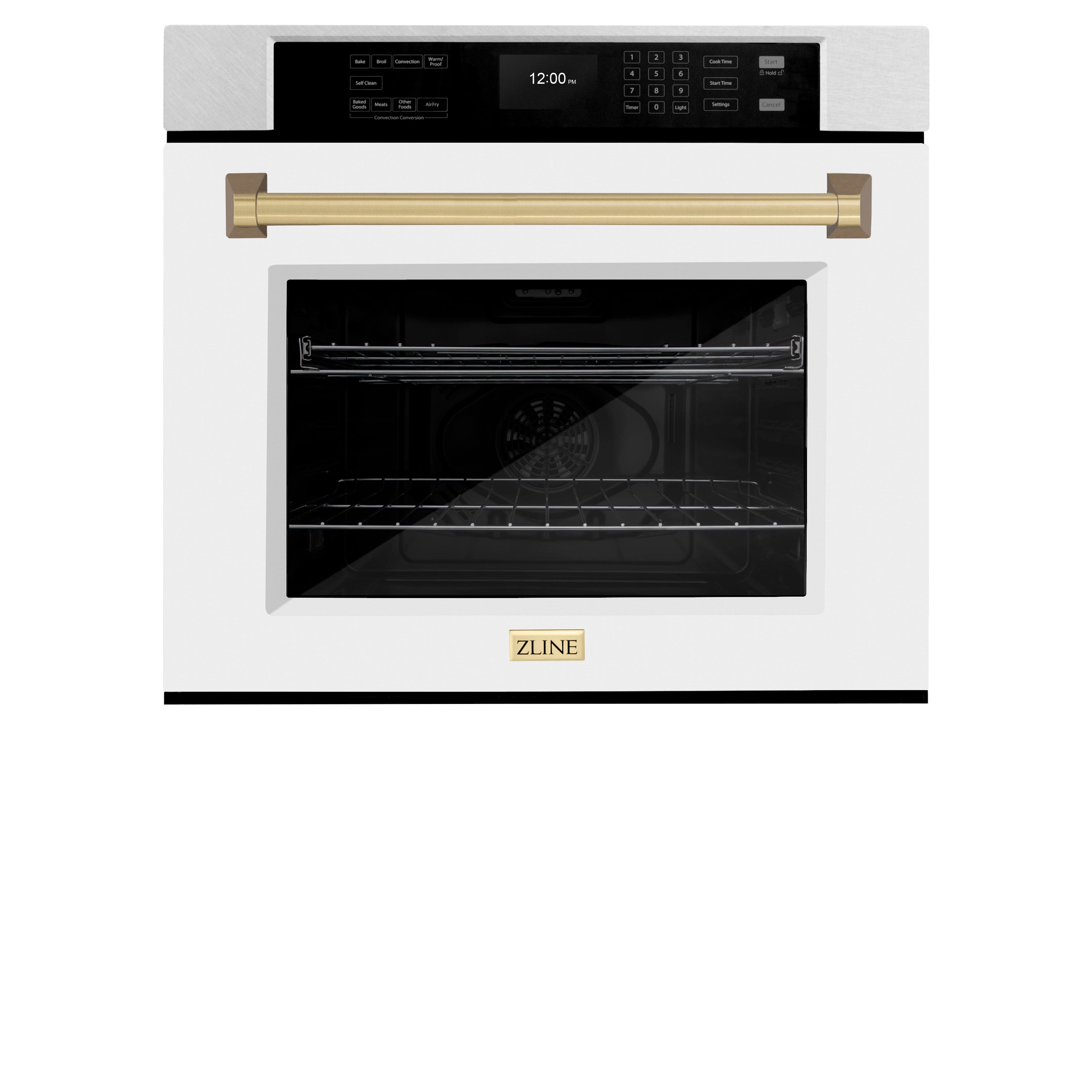 ZLINE - 30 in. Autograph Wall Oven w/ Air Fry in Satin Steel w/ White Bronze Accents - Satin Stainless Steel - Front_Zoom