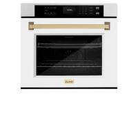 ZLINE - 30 in. Autograph Wall Oven w/ Air Fry in Satin Steel w/ White Bronze Accents - Satin Stainless Steel - Front_Zoom