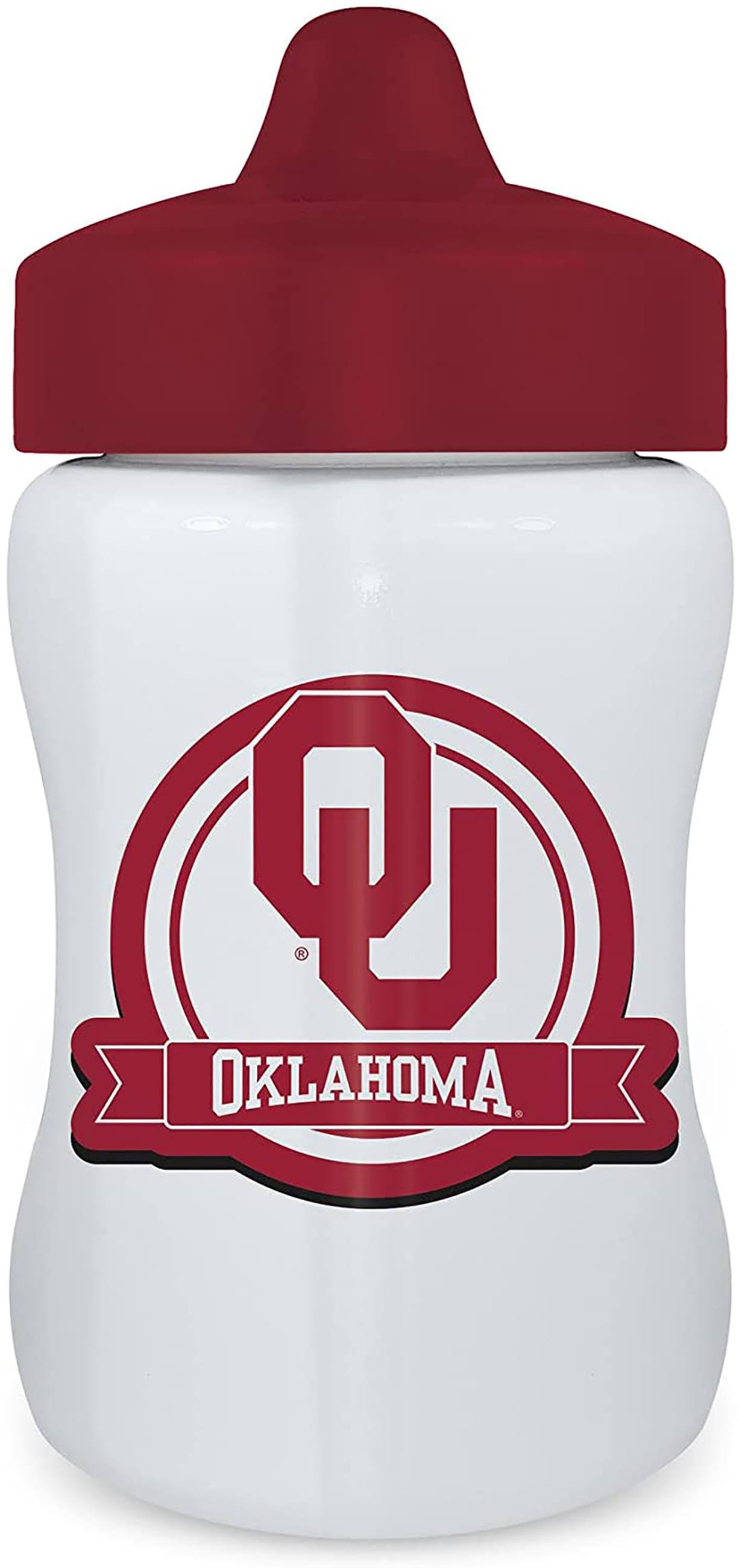 Front. MasterPieces - Oklahoma Sooners NCAA 9oz Baby Sippy Cup - Red.