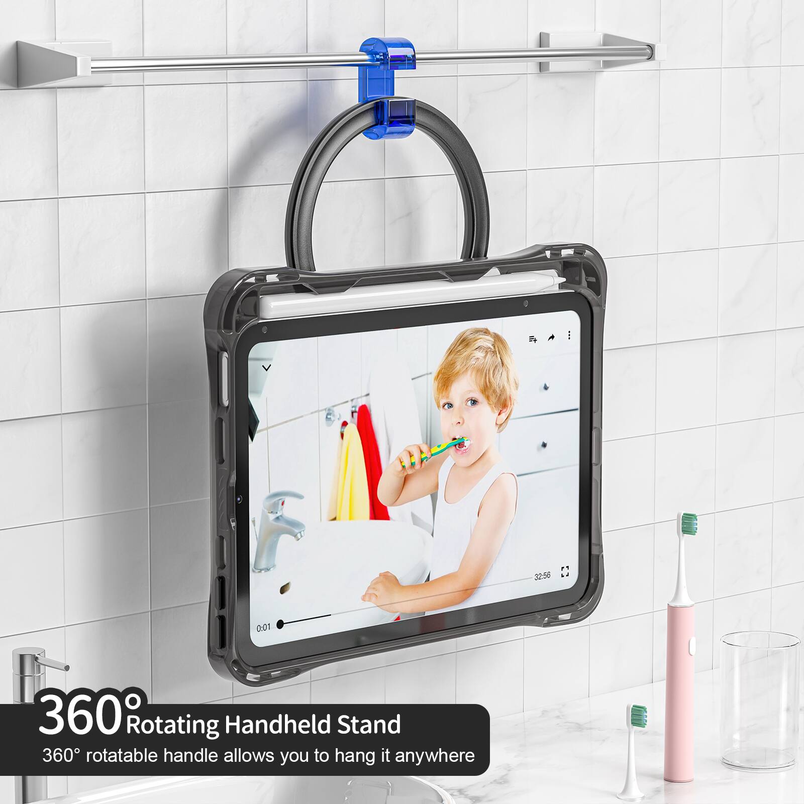 360° Rotating Handheld Stand  
360° rotatable handle allows you to hang it anywhere
