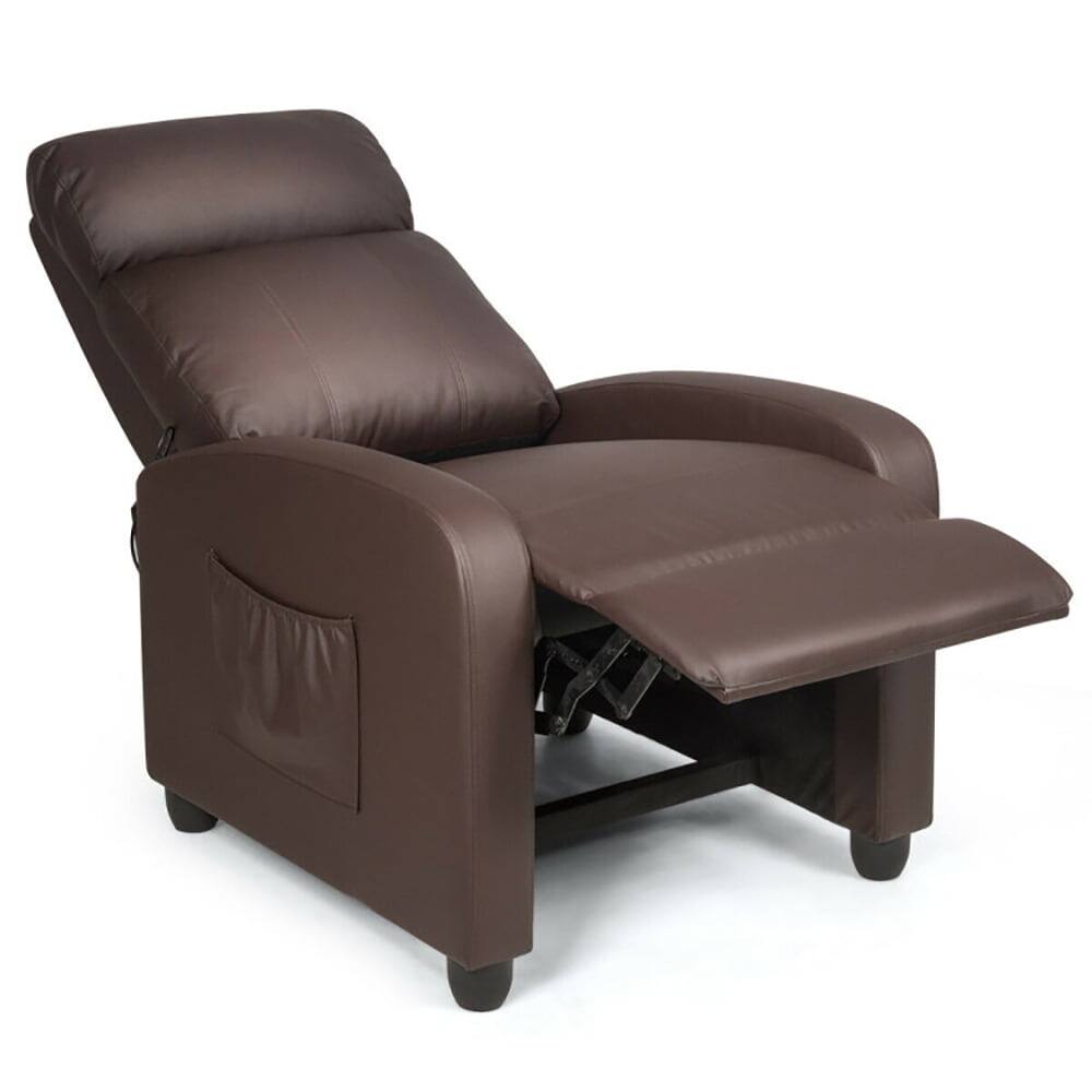 Back. Kadyn - Recliner Chair, Reclining Chair,Lounge Chair,Recliner Sofa Wingback Chair with Massage Function-Brown - Brown.