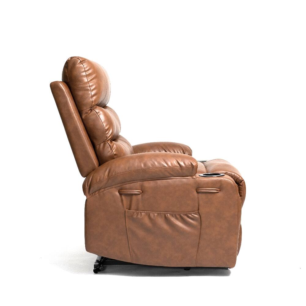 Alt View 6. Ropilly - Ropilly electric power lift recliner chair, brown pu leather massage recliner, 21 inch wide seat lift chair - Brown.