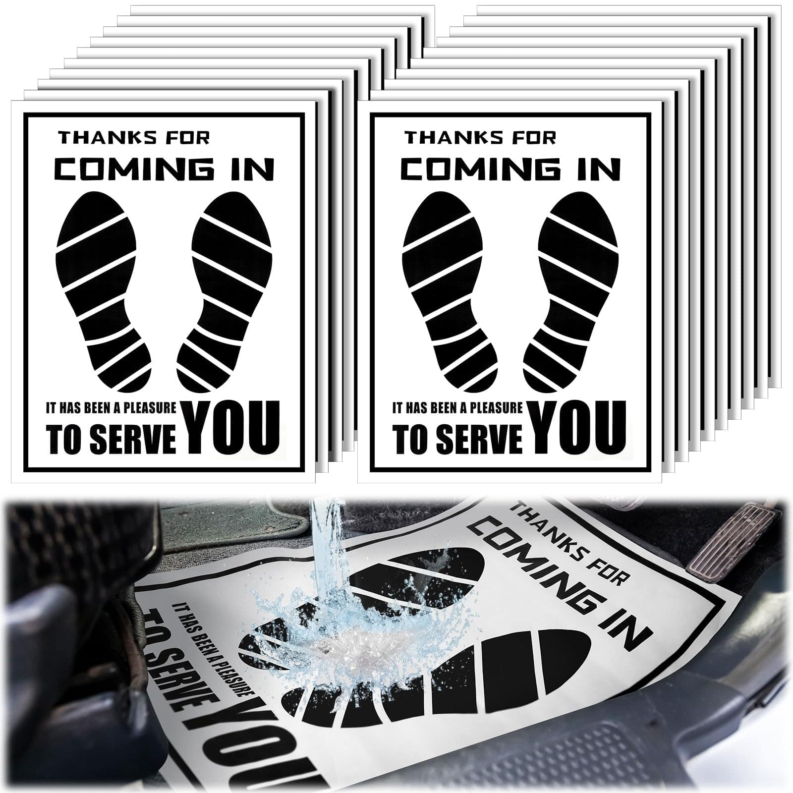 Dazzling Pops - 500 Waterproof Paper Car Floor Mats Disposable Pads Cove Plastic Film Automotive Foot Mat For Vehicle Sup - White 22 x 17 Inch