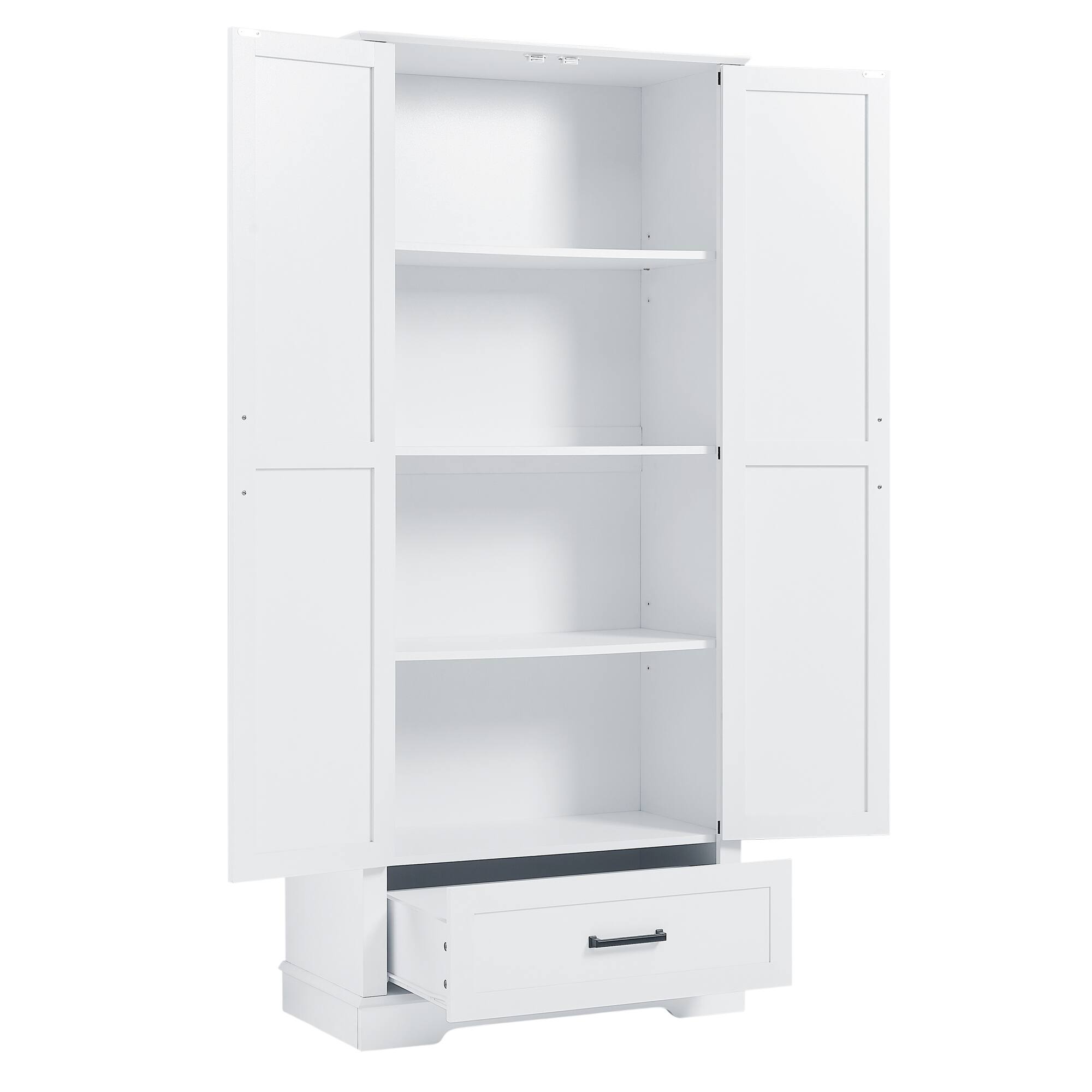Alt View 2. SlickBlue - Tall Bathroom Storage Cabinet with Two Doors, One Drawer, and Adjustable Shelf - White.