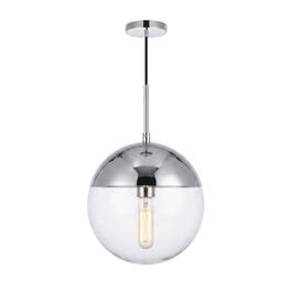 Living District - Eclipse 1 Light Chrome Pendant With Clear Glass - Chrome And Clear