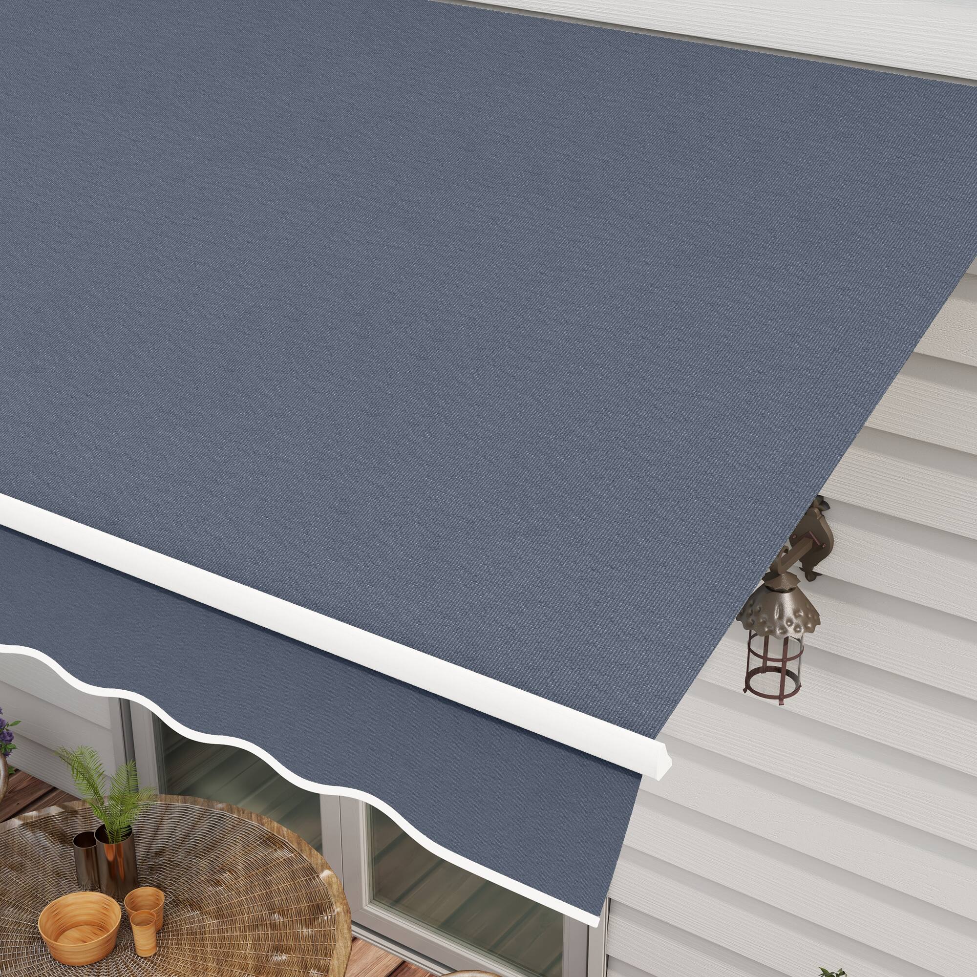 Alt View 8. Outsunny - 12' x 8' Retractable Awning Patio Awnings Sun Shade Shelter with Manual Crank Handle, 280g/m² UV - Dark Gray.