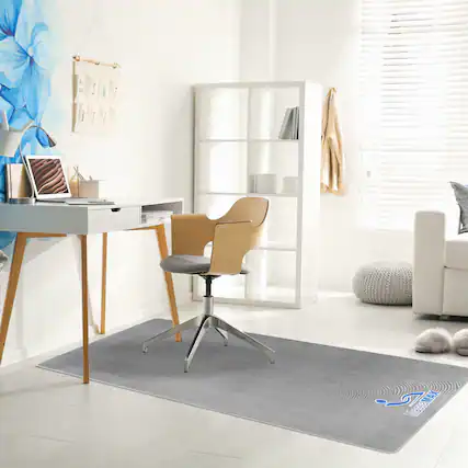 Front. MassaMax - Massage Chair Floor Mat – Heavy-Duty Non-Slip Protector for Hardwood & Tile, Prevents Scratches, Dents & Noise - gray.