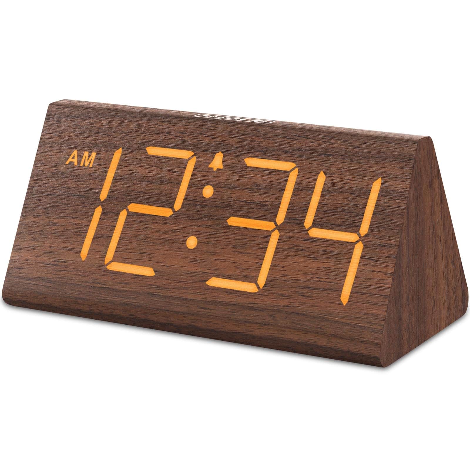 Dazzed Corner - Wooden Digital Alarm Clock, Electric Desk Clock - Brown