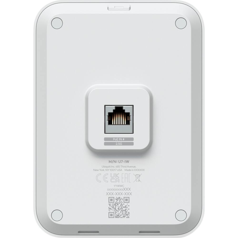 PoE IN + 2.5G  
M/N: U7-IW  
Ubiquiti Inc  
685 Third Avenue  
New York, NY 10017 USA  
Made in XXXXXX  
UK CELE CE CA EAC YYWWC XXXxxxxxxxxxx XXX-XXX-XXX