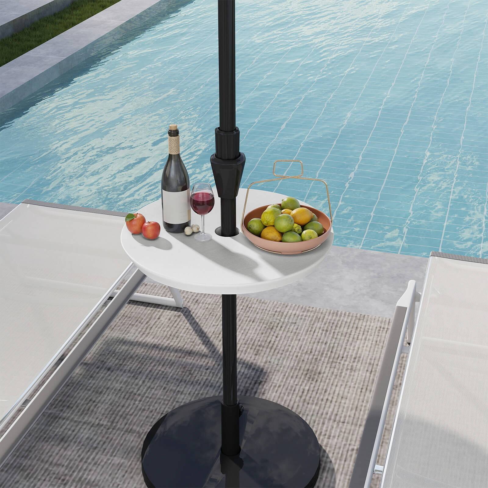 Alt View 1. Costway - Costway 20" Outdoor Adjustable Umbrella Table for 1.5" & 1.9" Patio Umbrella Pole - White.