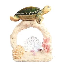 FC Design - 9.25"H LED Sea Turtle with Conch Figurine Statue Office Desk Tabletop Home Decor Gift - Multi-Color