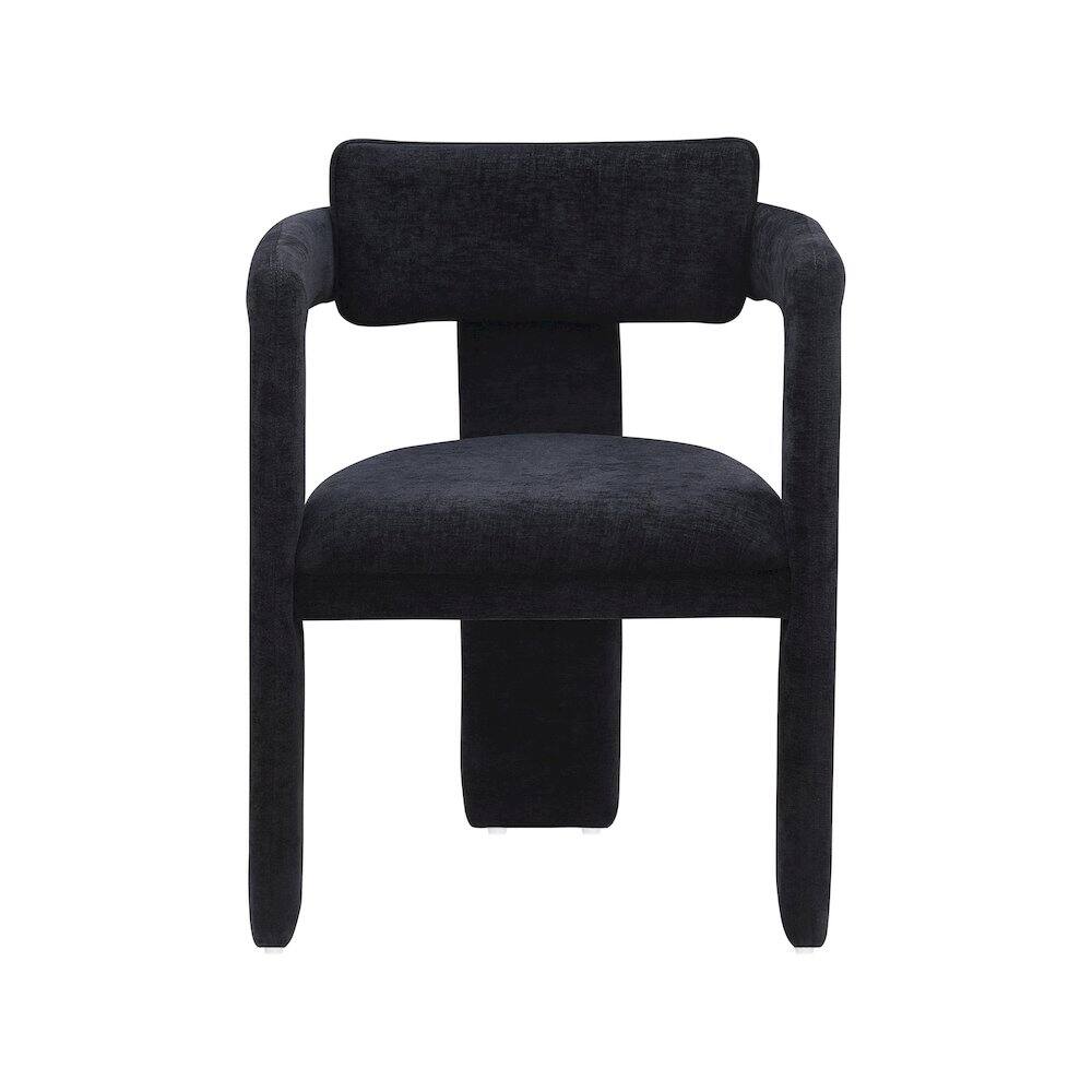 Alt View 2. Meridian Furniture - Brenda Black Chenille Fabric Dining Chair, Set of 2 - Black.