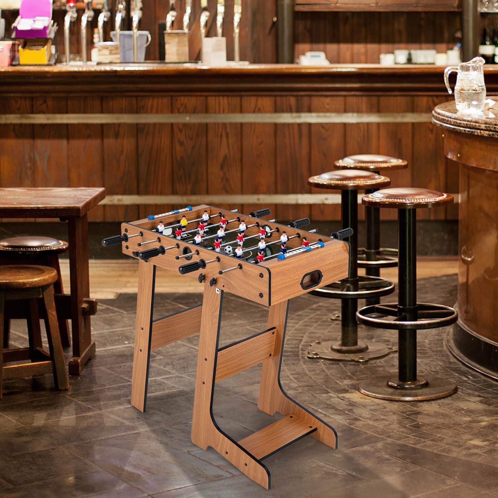 Angle. Costway - Foldable Football Table Space Saving Soccer Game Indoor Sports for Party Bar - Natural.