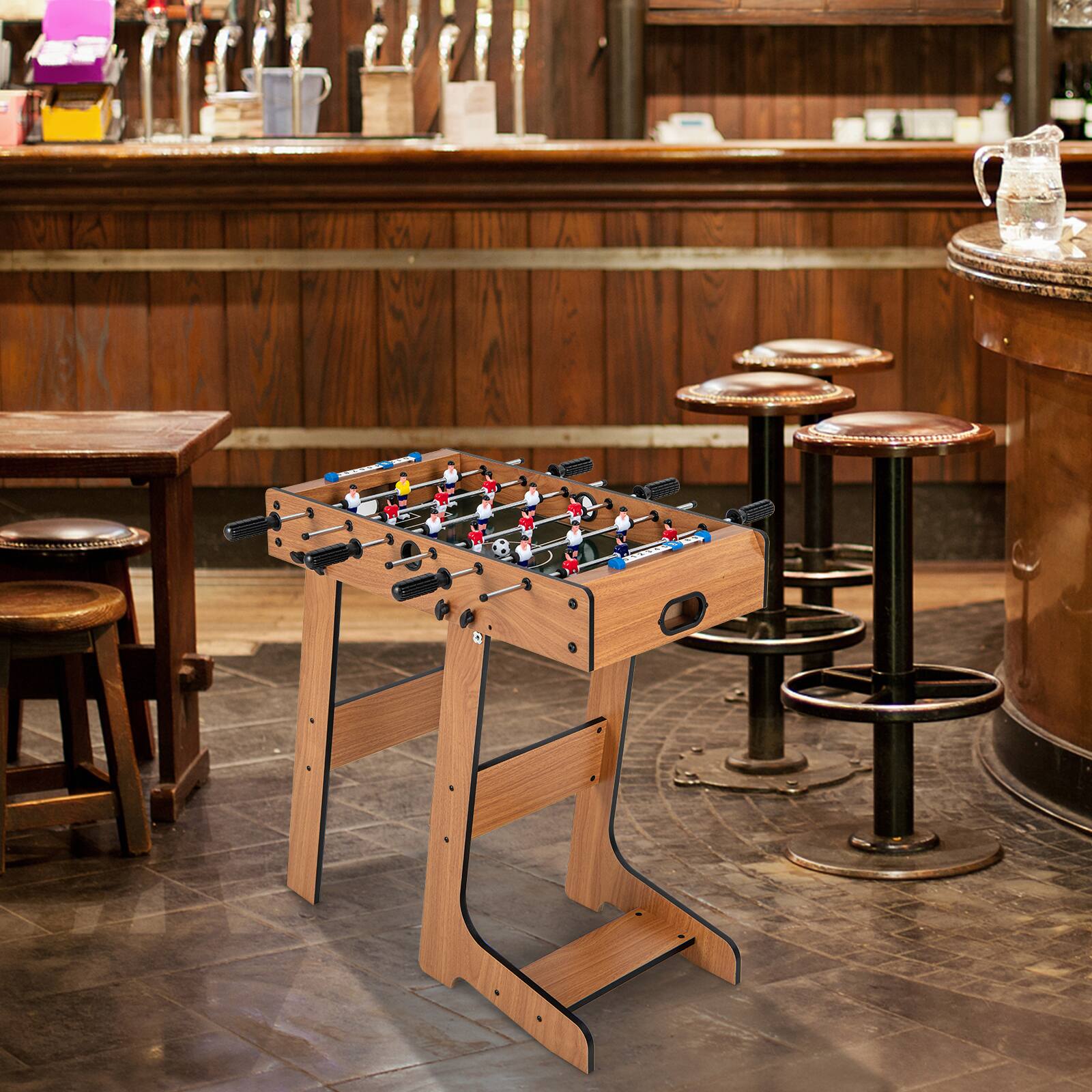 Angle. Costway - Foldable Football Table Space Saving Soccer Game Indoor Sports for Party Bar - Natural.