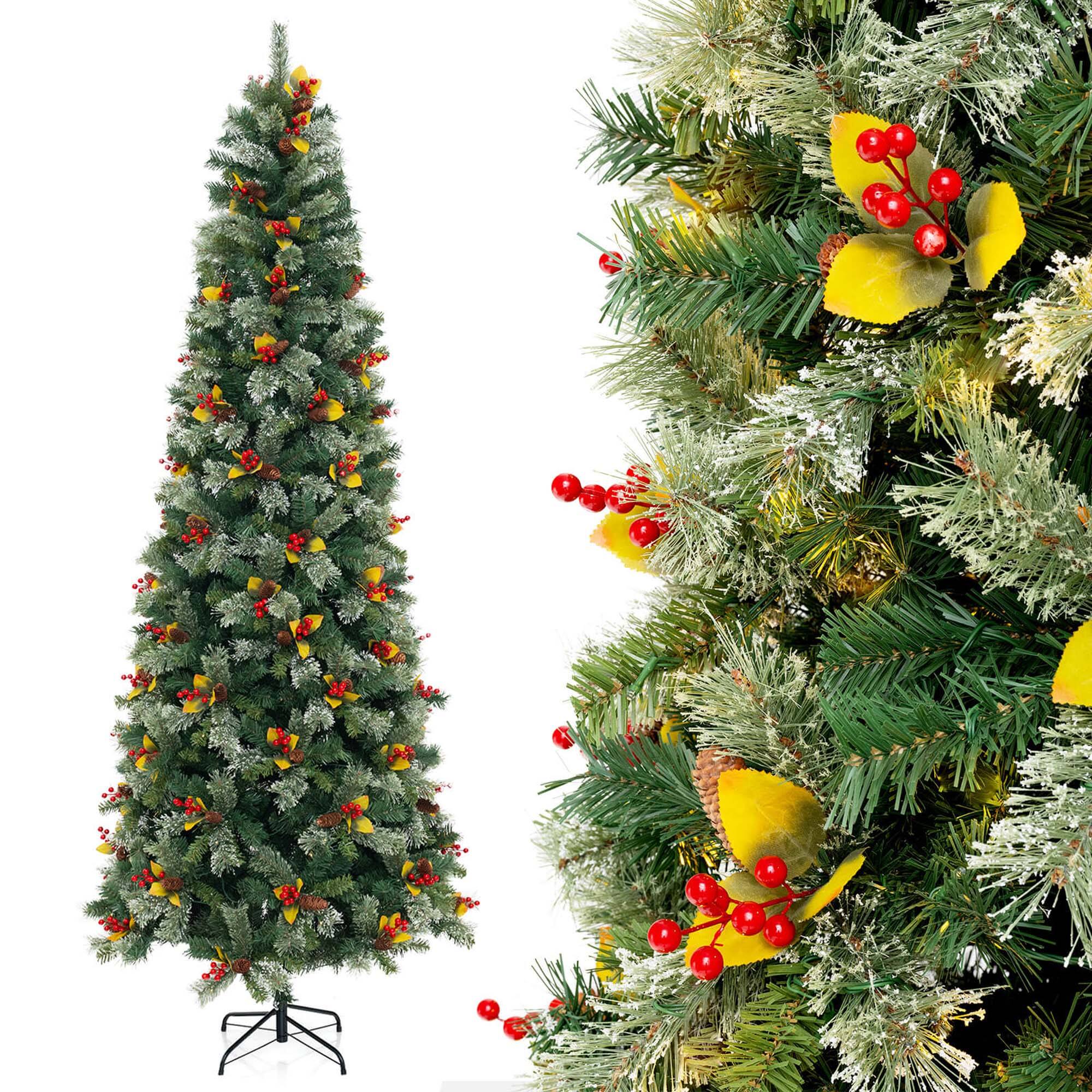 Alt View 9. Costway - Costway 9 FT Artificial Xmas Tree with 1416 Branch Tips 560 Warm White LED Lights - Green.