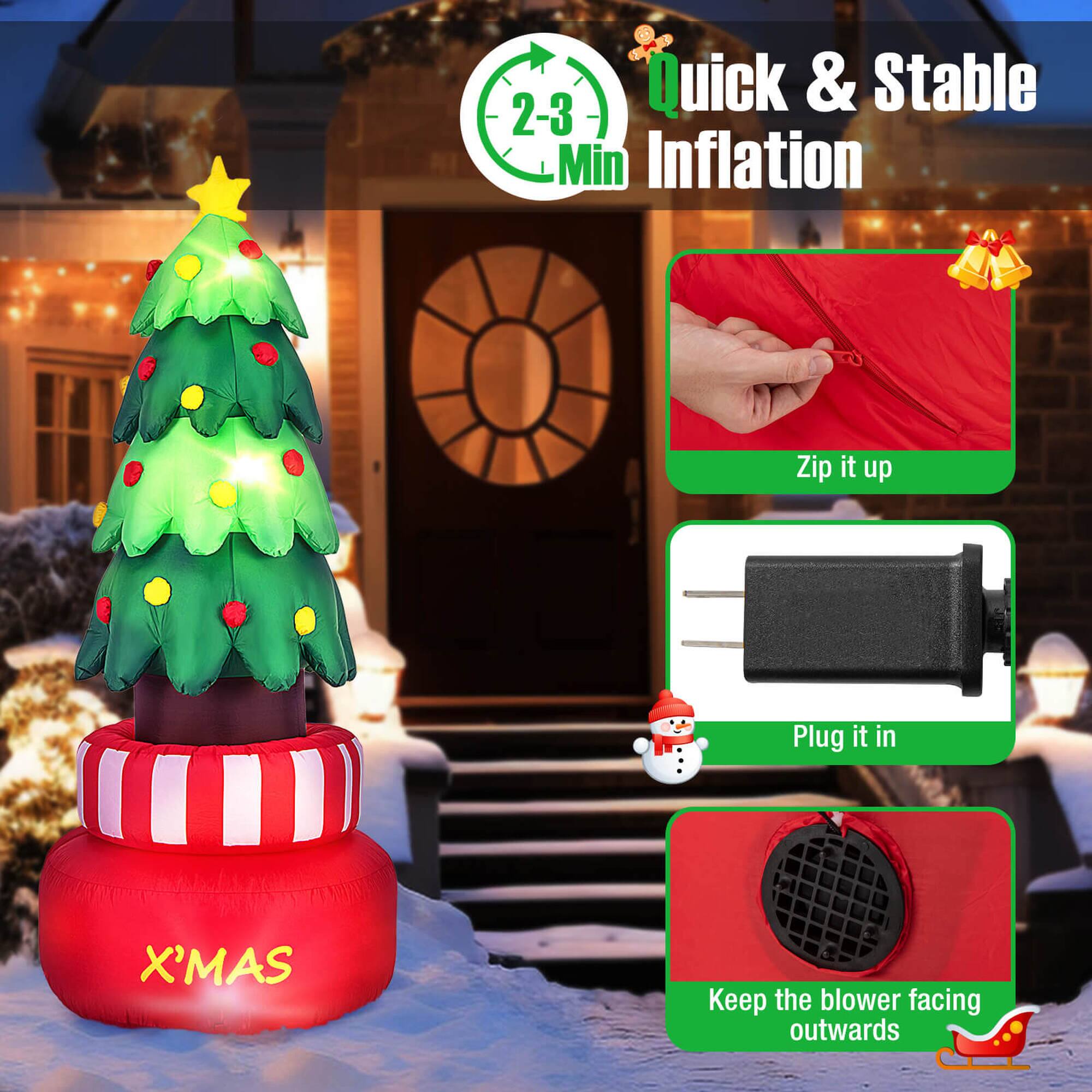 Quick & Stable 2-3 Min Inflation

- Zip it up
- Plug it in
- Keep the blower facing outwards