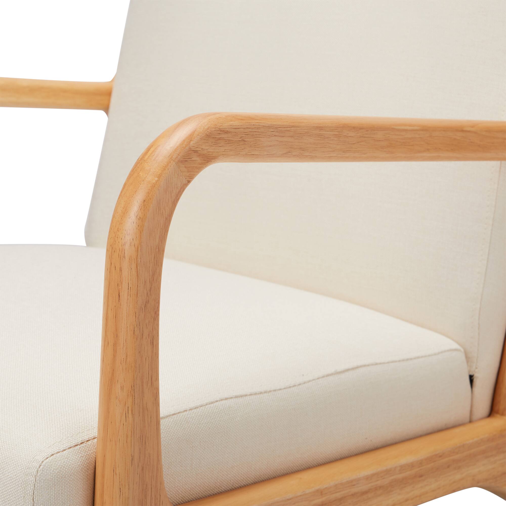 Alt View 1. JOMEED - Jomeed Oak Wood Frame Mid Century Modern Accent Chair for Living Room, Beige - Beige.