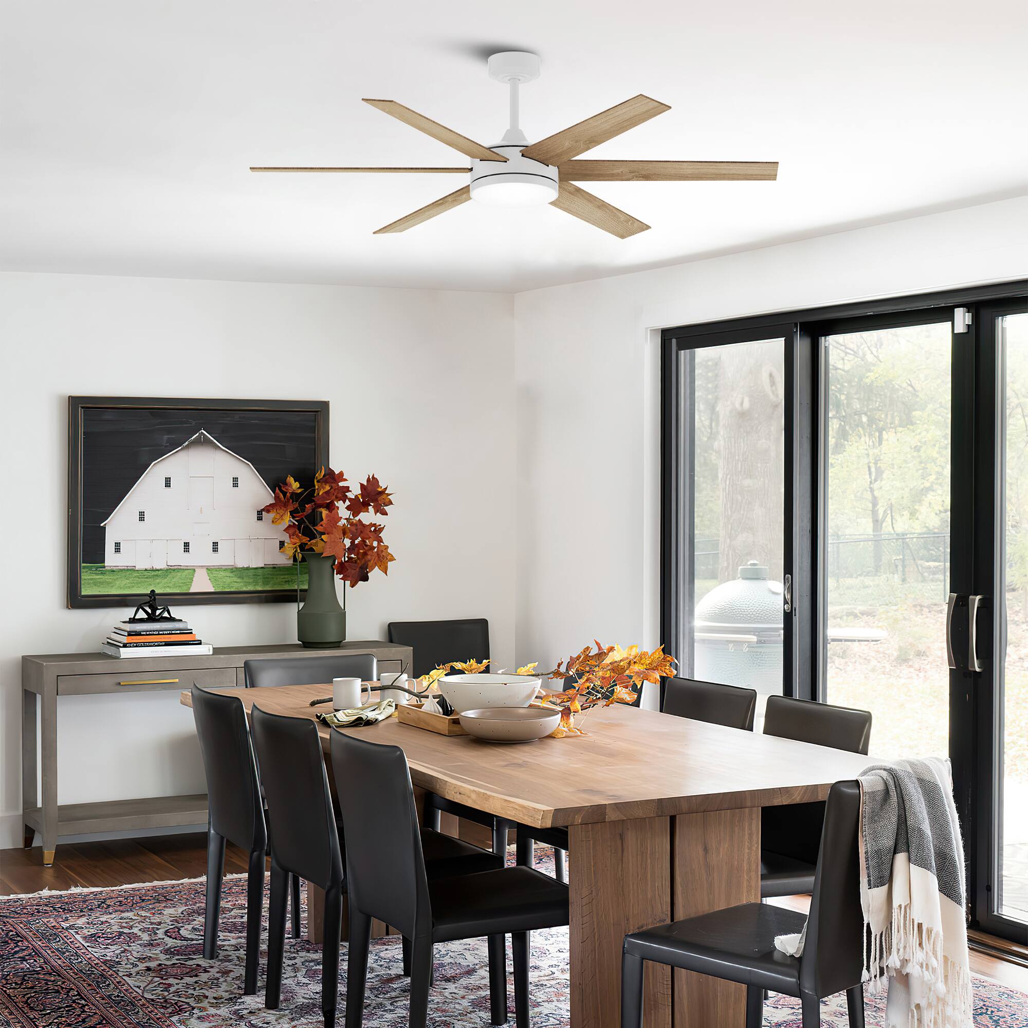 Angle. Vaczon - 60" Modern White 3CCT Integrated LED Ceiling Fan with Remote and APP - White.