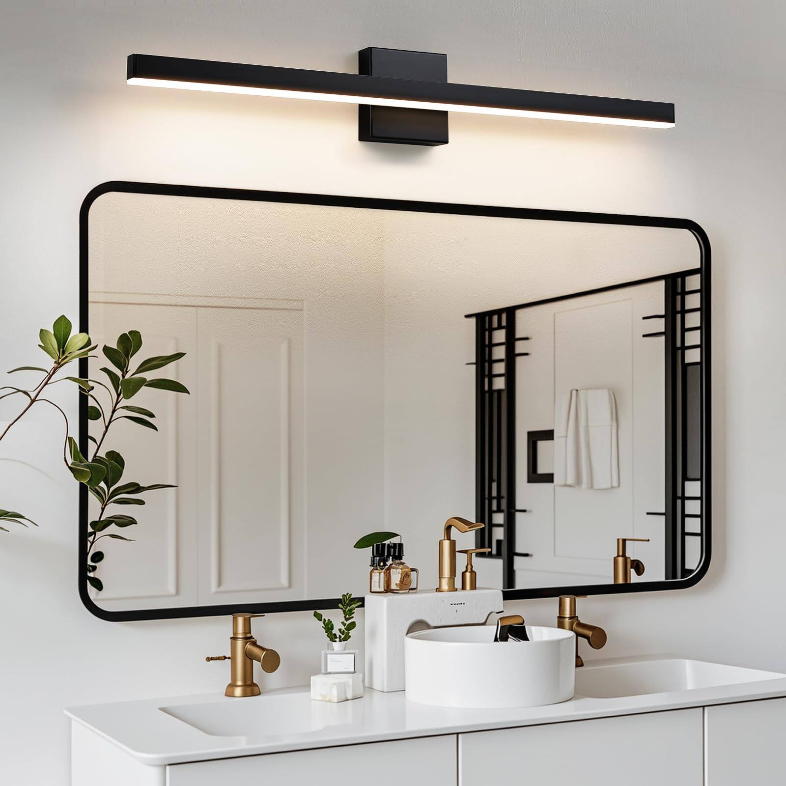 Back. HM 1810 - Modern Bathroom Vanity Light Led Bar Fixture Over Mirror Inch Dimmable cct - Black 39 inch.