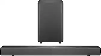 Front. Insignia™ - 2.1 Channel Soundbar with Wireless Subwoofer, DTS Virtual:X, Bluetooth, and Dialogue Enhancement - Black.