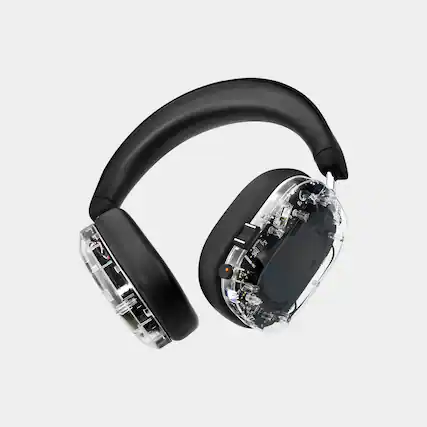 Front. MONDO - Over Ear Wireless Headphones, Bluetooth 5.3, 48 hour battery - Transparent.