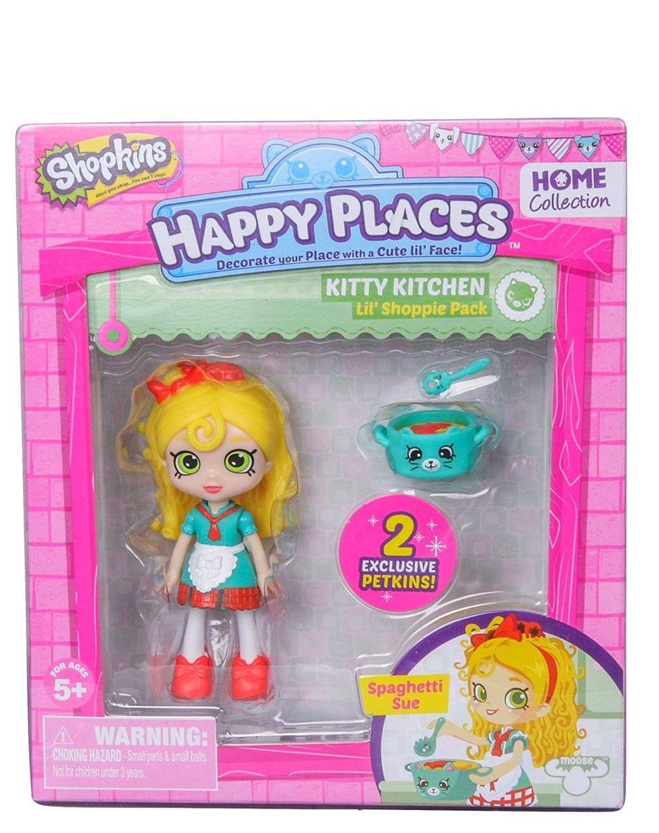Shopkins Happy Places Home Collection  
Decorate your Place with a Cute lil' Face!  
KITTY KITCHEN Lil' Shoppie Pack 2  
EXCLUSIVE PETKINS!  
FOR AGES 5+  
Spaghetti Sue  

WARNING: CHOKING HAZARD - Small parts & small balls. Not for children under 3 years.
