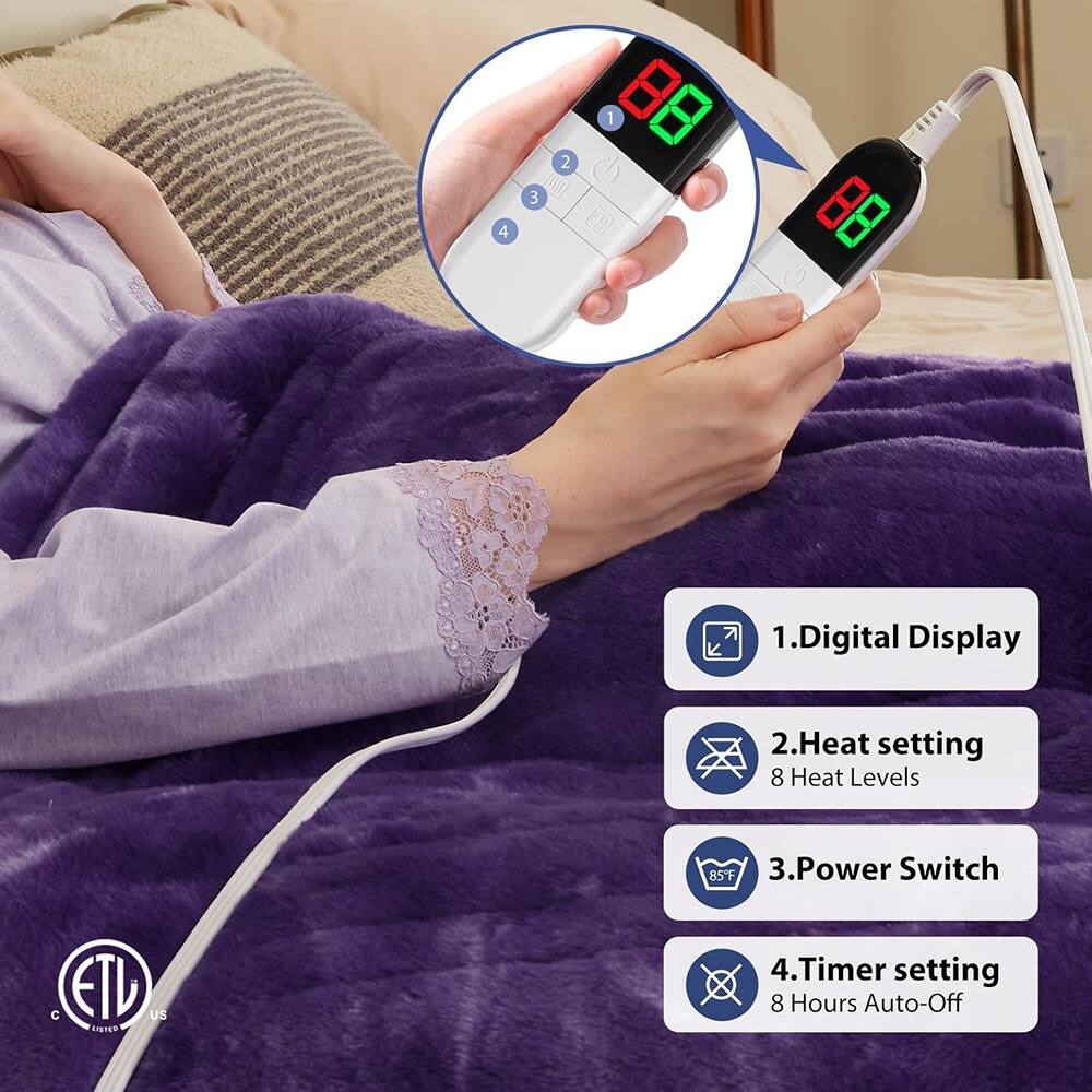 1. Digital Display  
2. Heat setting  
   - 8 Heat Levels  
3. Power Switch  
4. Timer setting  
   - 8 Hours Auto-Off