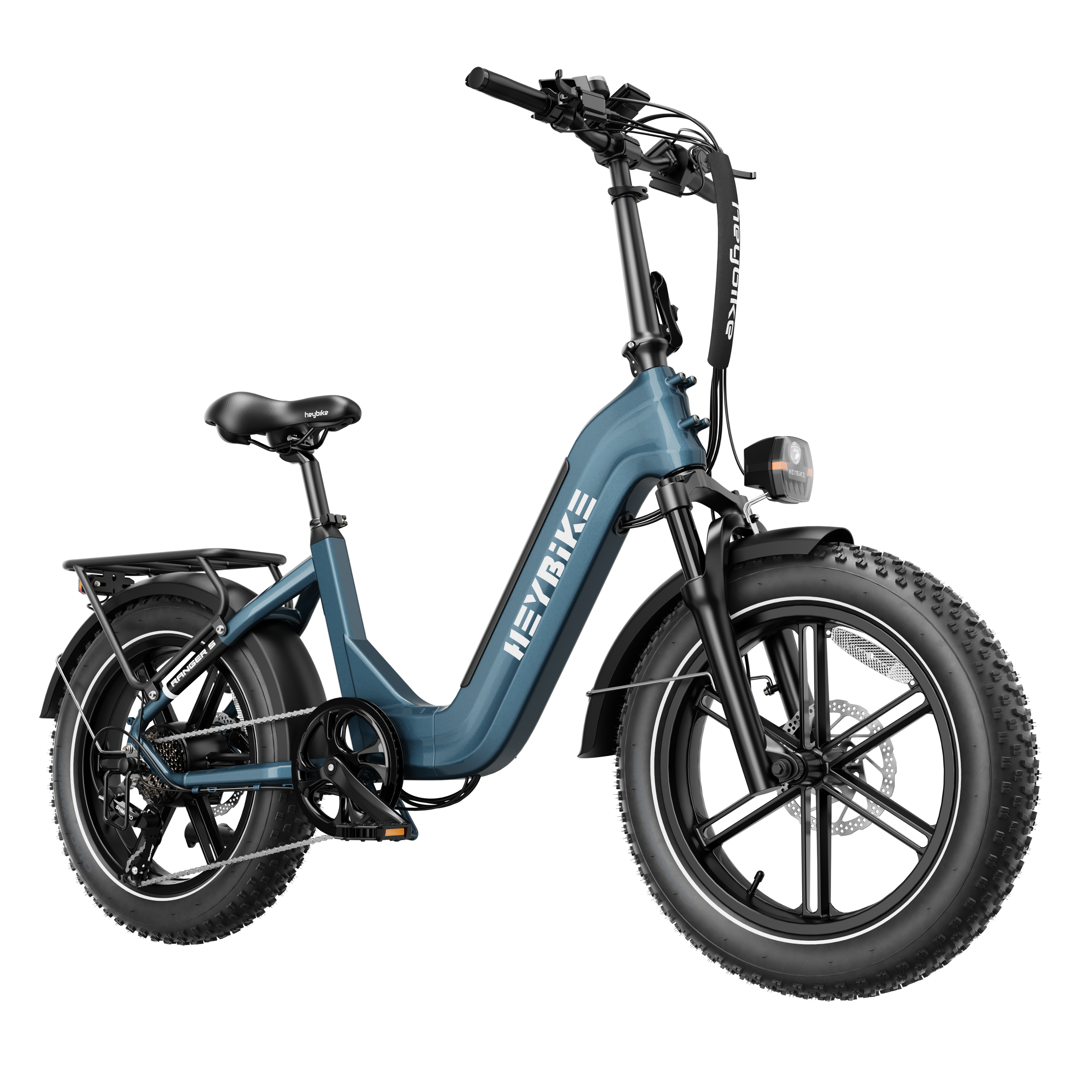Heybike - Ranger S 750W - Foldable Step-Thru Fat-Tire Ebike 55mi Max Range 28mph Hydraulic Disc Brakes - UL Certified - Blue