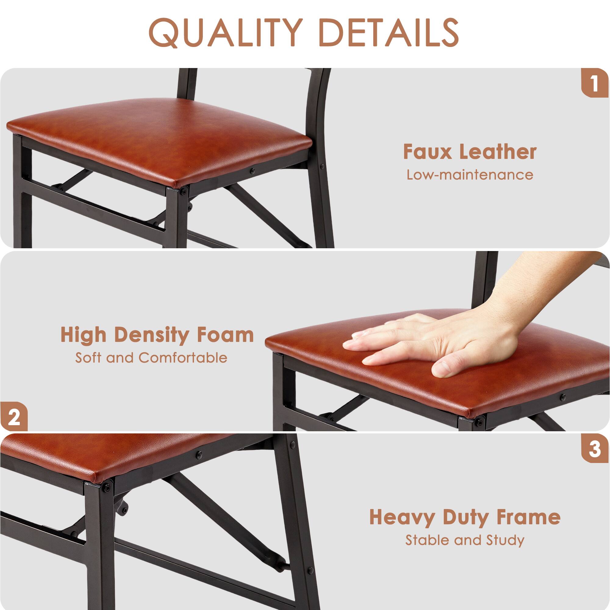 QUALITY DETAILS

1. Faux Leather
   - Low-maintenance

2. High Density Foam
   - Soft and Comfortable

3. Heavy Duty Frame
   - Stable and Study