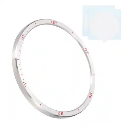 Front. Unique Bargains - 43mm Steel Watch Bezel Insert Ring Adhesive Bumper Cover for Garmin Fenix 8 Amoled Display - Silver/Red.