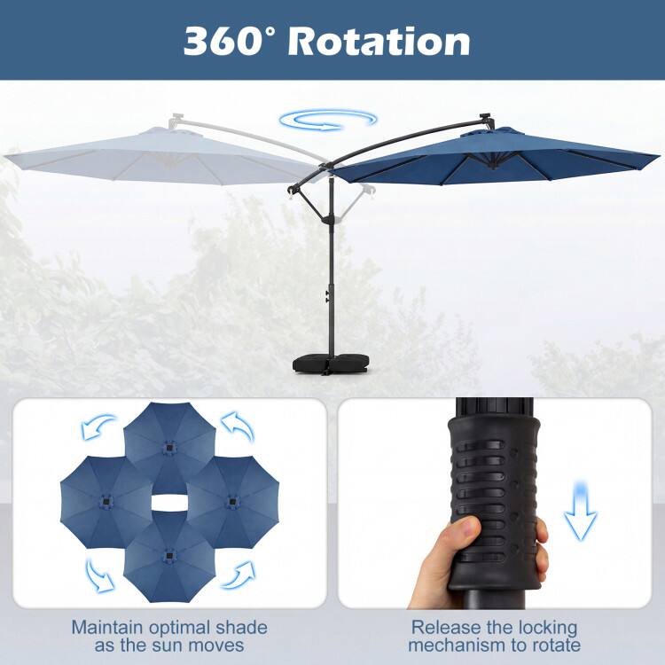 360° Rotation

Maintain optimal shade as the sun moves

Release the locking mechanism to rotate