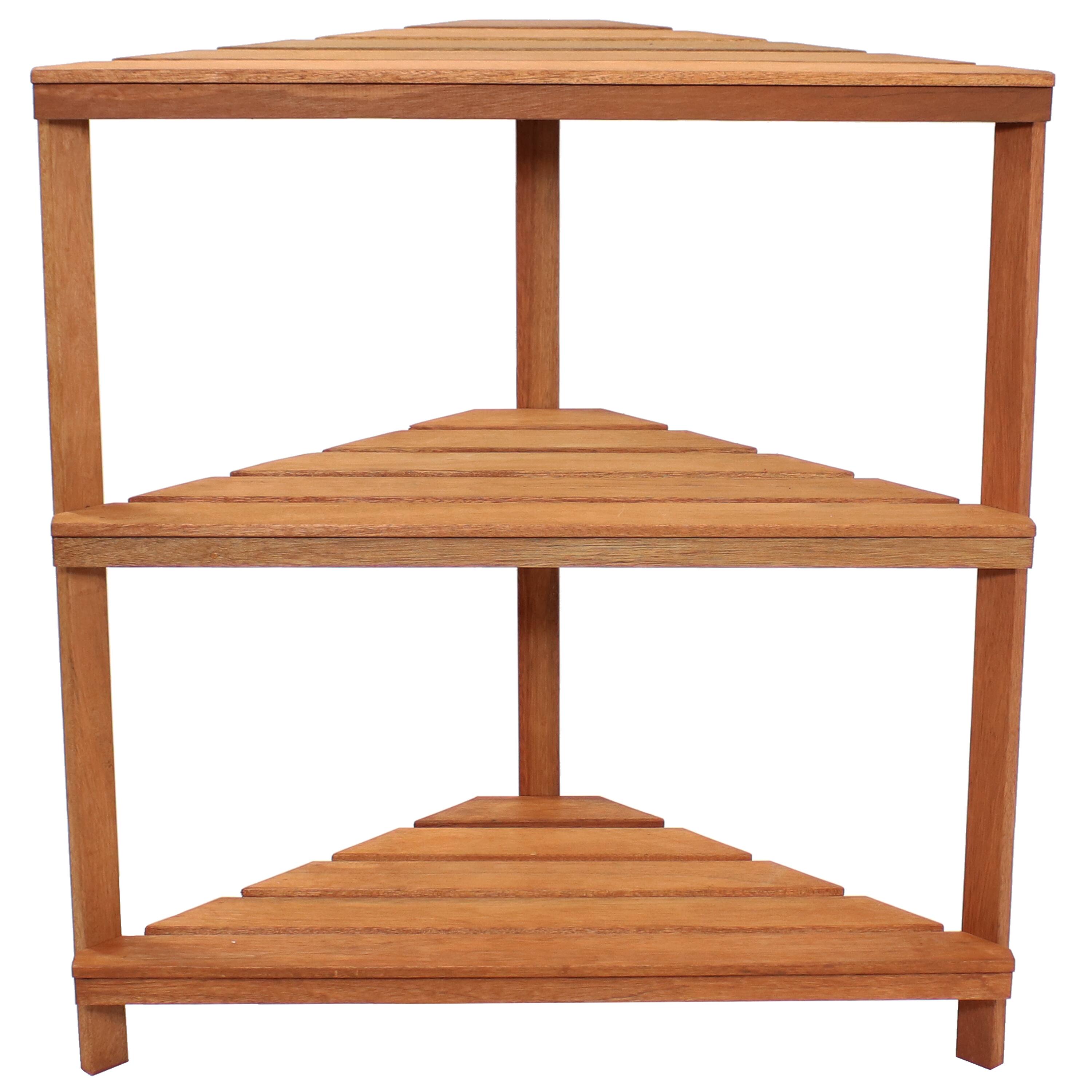 Alt View 6. Sunnydaze - Meranti Wood/Teak Oil Finish 3-Tier Corner Plant Stand - 36 in - Brown.