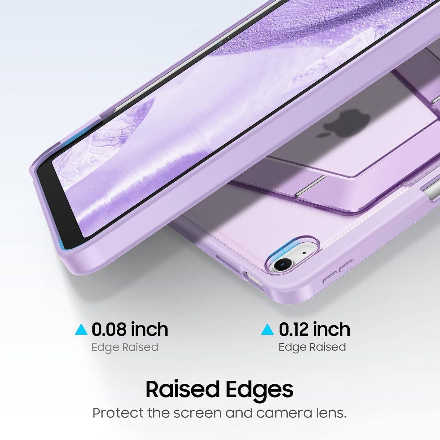 0.08 inch Edge Raised  
0.12 inch Edge Raised  
Raised Edges  
Protect the screen and camera lens.