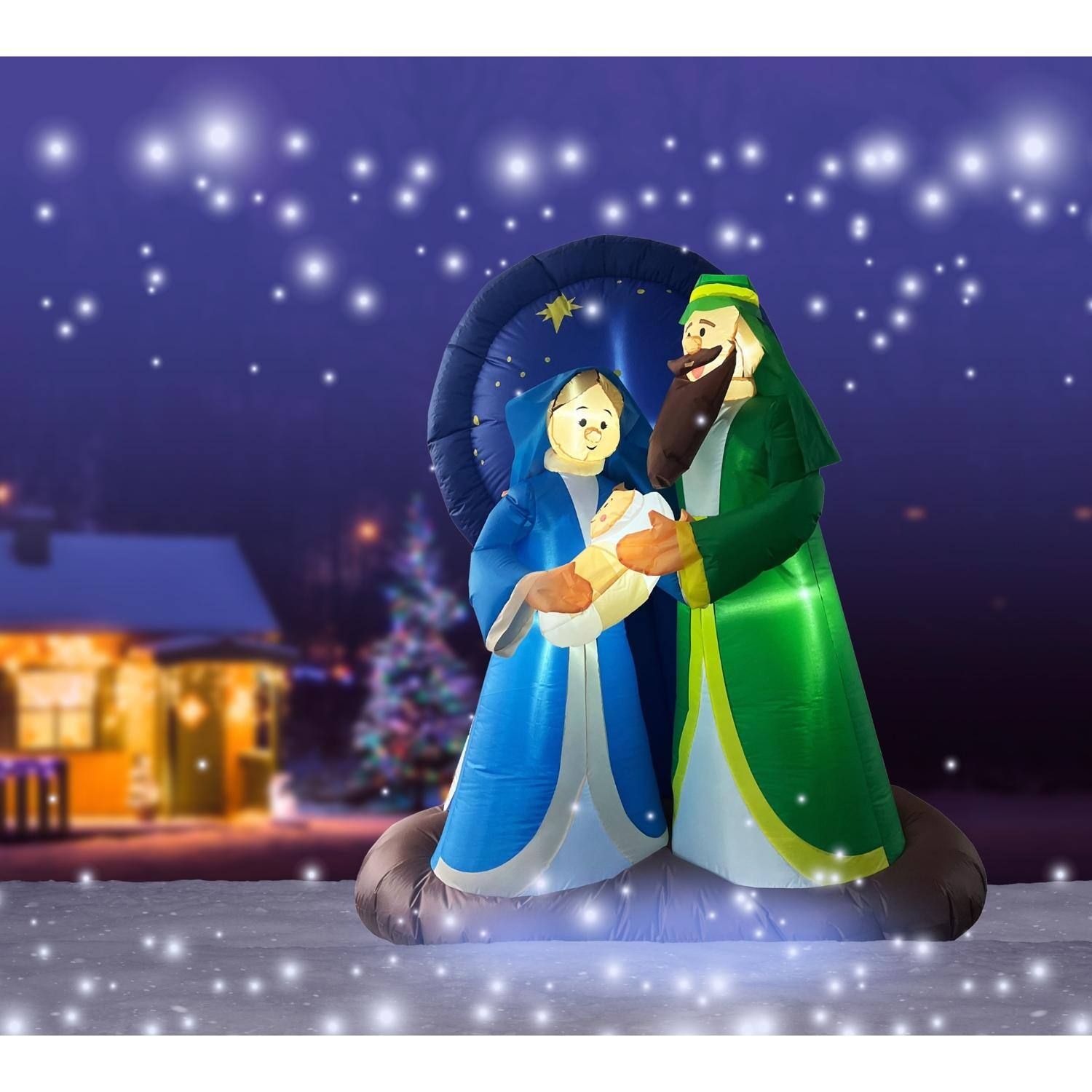 Angle. Celebrations - Celebrations LED Nativity 7 ft. Inflatable - Multicolored.